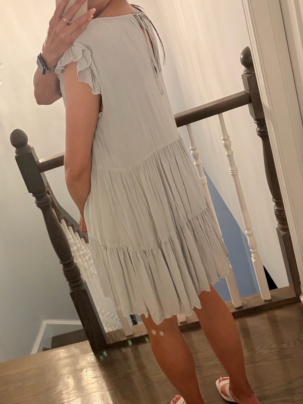 Wilfred Light Sage Tiered Ruffle Mini Dress - Picture 2 of 3